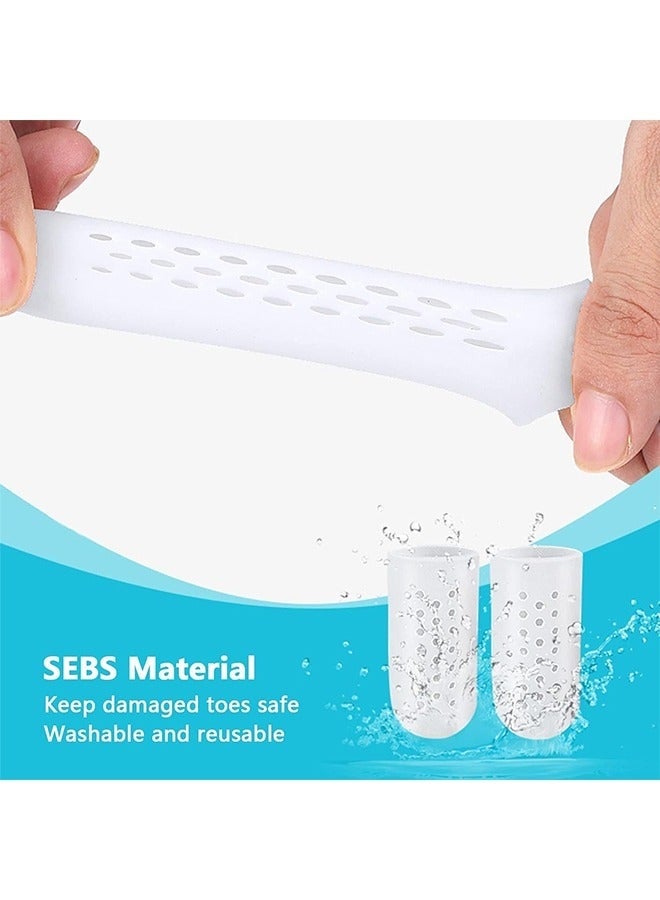 KENSON 12Pcs 3 Sizes Gel Toe Protectors Breathable, Blister Toe Caps with Holes, Reusable Toe Covers Women Men for Hammer Toes, Toe Guards for Feet, Missing or Ingrown Toenails (White) - Image 3