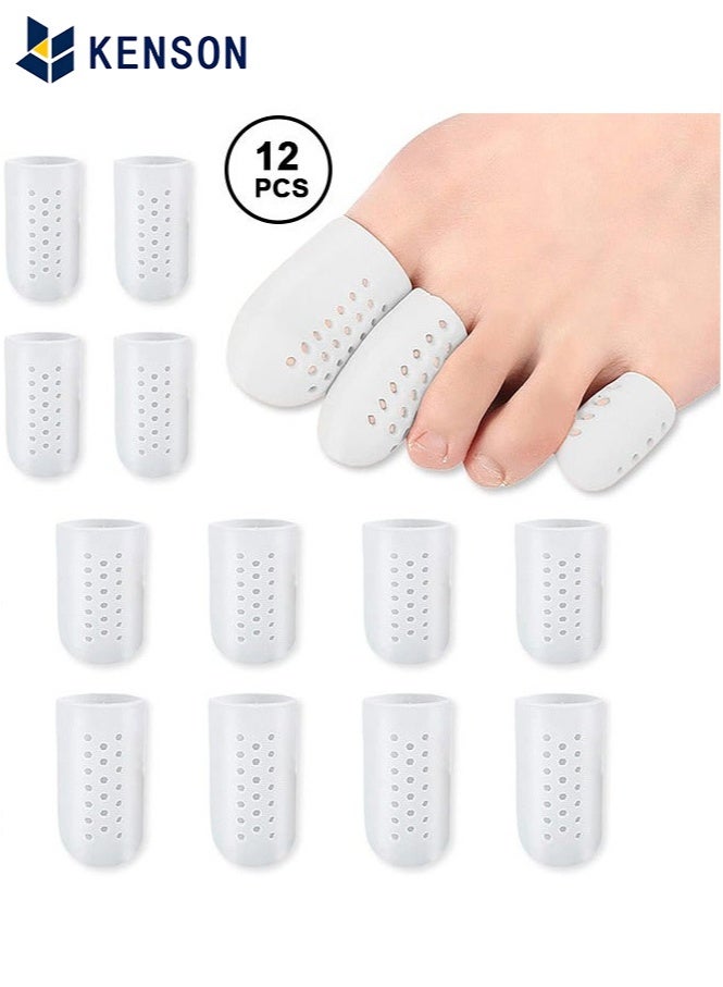 KENSON 12Pcs 3 Sizes Gel Toe Protectors Breathable, Blister Toe Caps with Holes, Reusable Toe Covers Women Men for Hammer Toes, Toe Guards for Feet, Missing or Ingrown Toenails (White) - Image 1