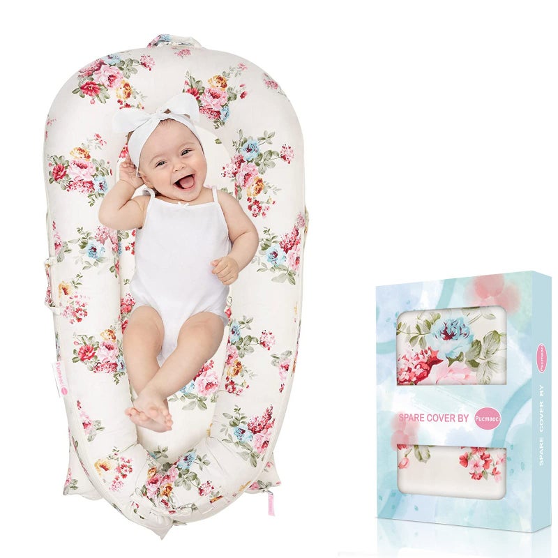 Pucmaoci Baby Lounger Cover for Dockatot Deluxe + | 100% Cotton Hypoallergenic Newborn Premium Quality Spare Cover(Cover Only) (Rose) - Image 1