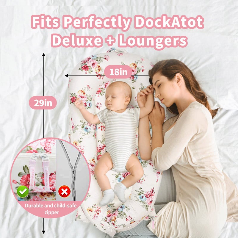 Pucmaoci Baby Lounger Cover for Dockatot Deluxe + | 100% Cotton Hypoallergenic Newborn Premium Quality Spare Cover(Cover Only) (Rose) - Image 5