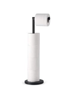 HOOKOR Bathroom Free Standing Toilet Paper Holder Stand 5 Paper Rolls,Finished Stainless Steel Rustproof Tissue Roll Holder Floor Stand Storage for Bathroom (Black)  - Image 1