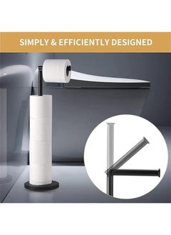 HOOKOR Bathroom Free Standing Toilet Paper Holder Stand 5 Paper Rolls,Finished Stainless Steel Rustproof Tissue Roll Holder Floor Stand Storage for Bathroom (Black)  - Image 2