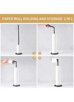 HOOKOR Bathroom Free Standing Toilet Paper Holder Stand 5 Paper Rolls,Finished Stainless Steel Rustproof Tissue Roll Holder Floor Stand Storage for Bathroom (Black)  - Image 3