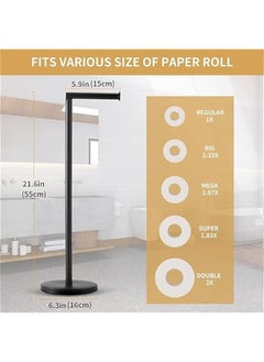 HOOKOR Bathroom Free Standing Toilet Paper Holder Stand 5 Paper Rolls,Finished Stainless Steel Rustproof Tissue Roll Holder Floor Stand Storage for Bathroom (Black)  - Image 4