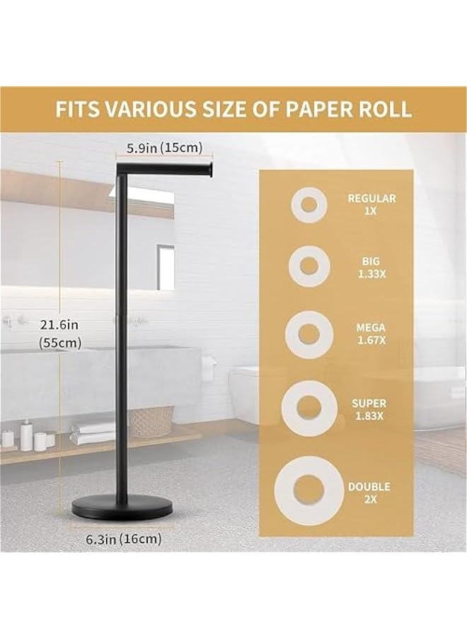 HOOKOR Bathroom Free Standing Toilet Paper Holder Stand 5 Paper Rolls,Finished Stainless Steel Rustproof Tissue Roll Holder Floor Stand Storage for Bathroom (Black)  - Image 4