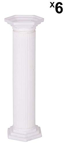 CHOCO DECOR أعمدة كعكة بلاستيكية بيضاء 6 بوصة 6 قطع من شوكولاتة ديكور - Image 2