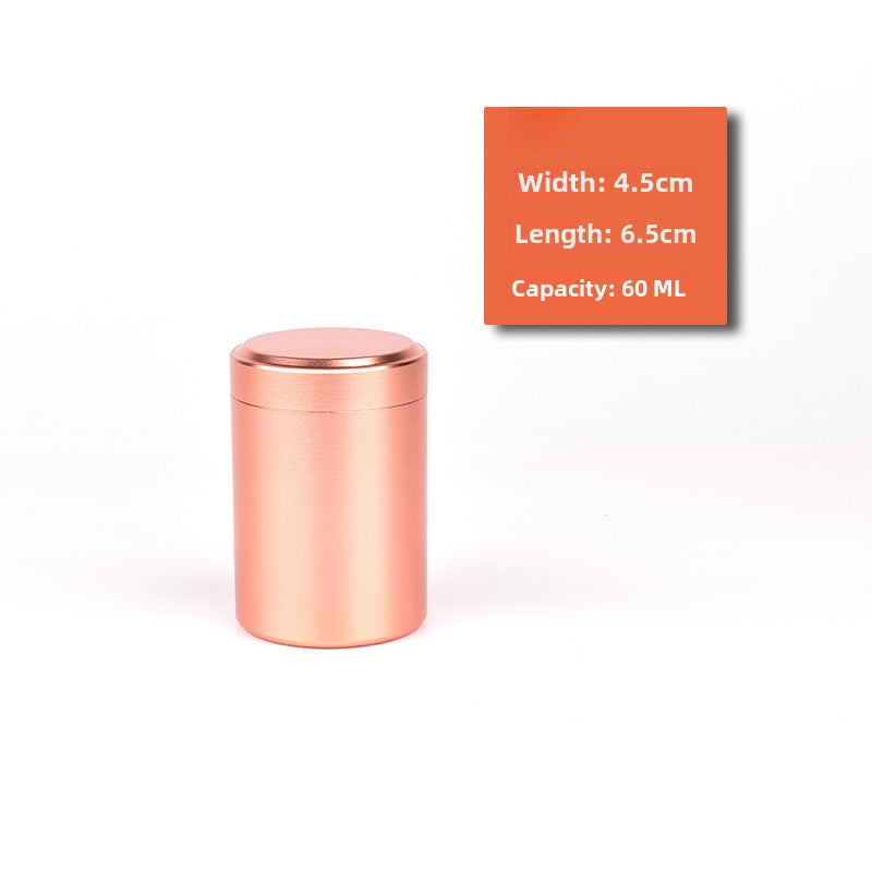Mini Aluminum Tea Caddy Sealable Storage Tin Small Rose Gold 