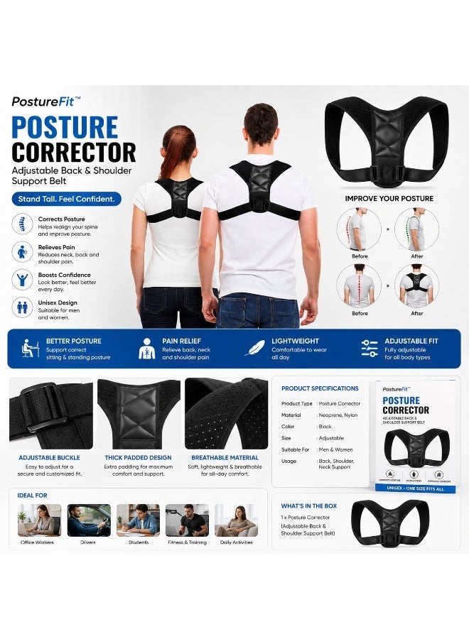 Adjustable Posture Corrector Back Support Belt for Men & Women, Shoulder & Upper Back Brace - Image 4