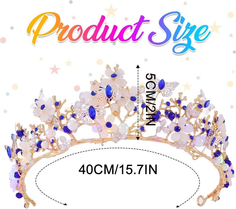 Brishow Butterfly Light up Tiara, Pearl Flower Fairy Crown Headpiece for Women - Image 5