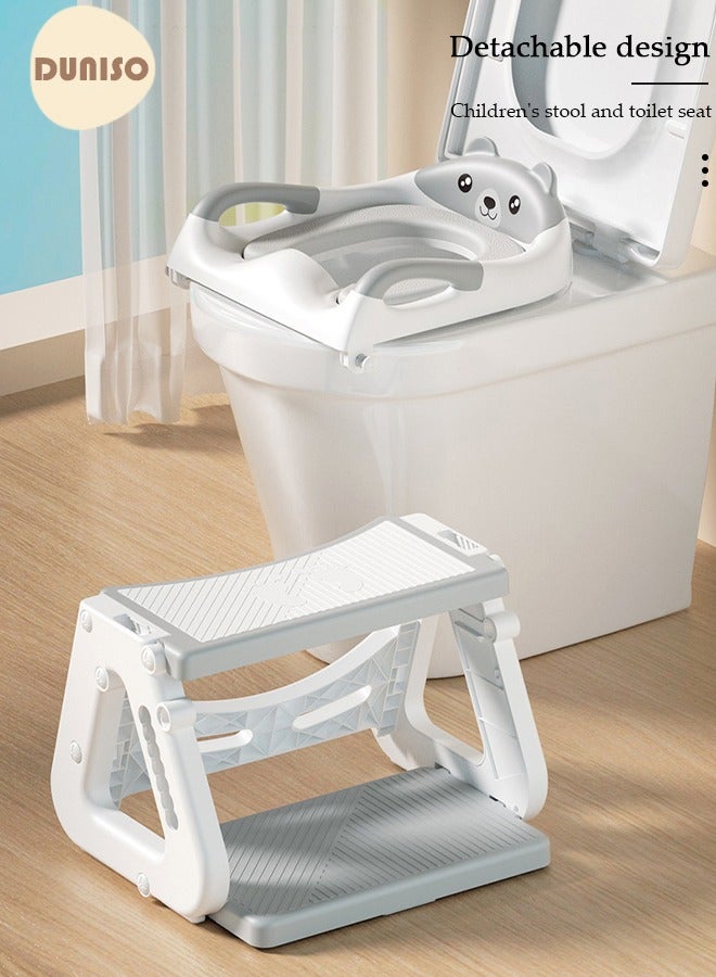 DUNISO 3-in-1 Kids Potty Training Toilet Seat with Step Stool Ladder,Toddlers-Comfortable Safe Potty Seat with Anti-Slip Pads Folding Ladder for Boys and Girls - Image 2