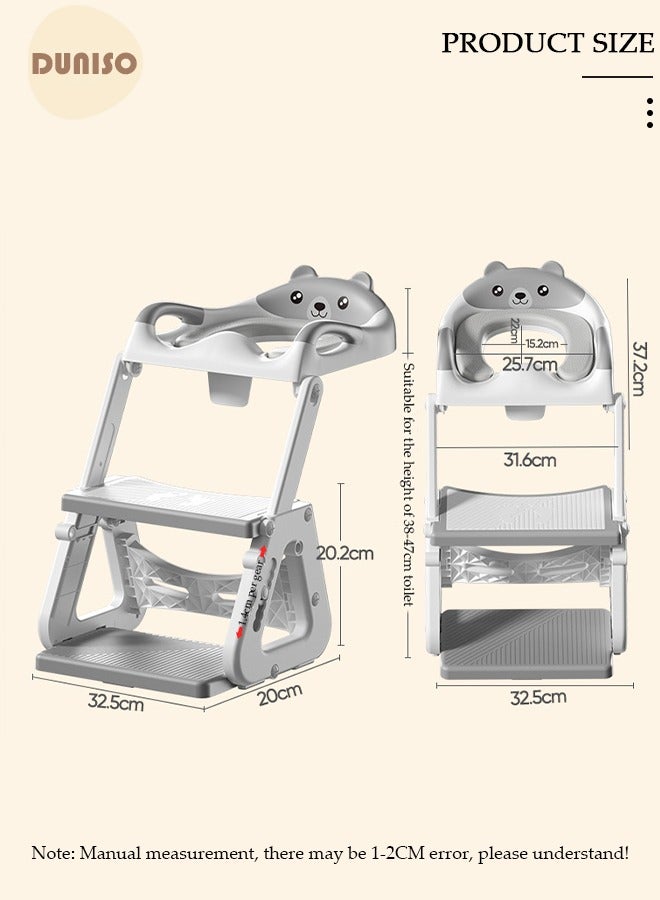 DUNISO 3-in-1 Kids Potty Training Toilet Seat with Step Stool Ladder,Toddlers-Comfortable Safe Potty Seat with Anti-Slip Pads Folding Ladder for Boys and Girls - Image 4