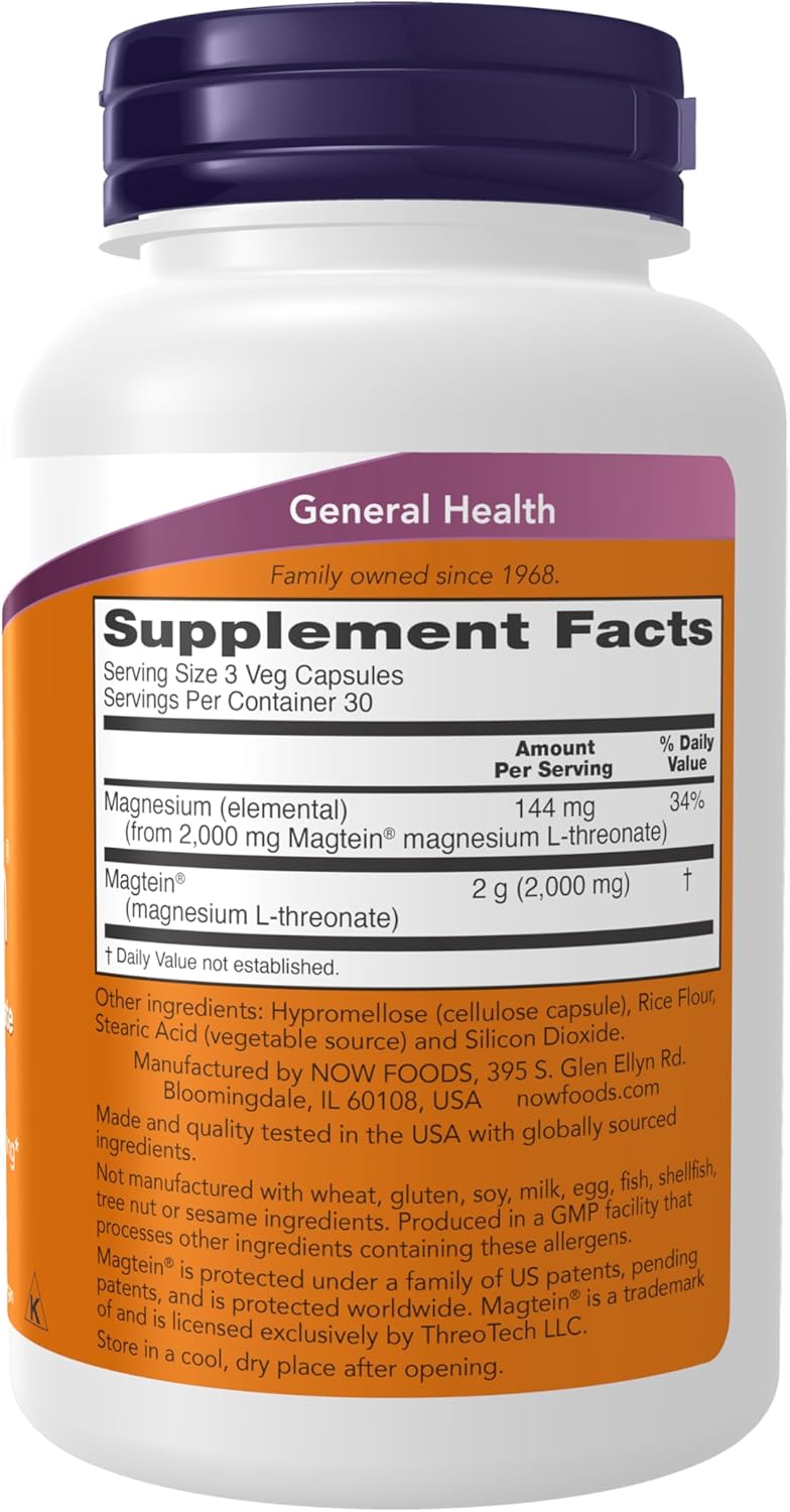 Now Foods Magtein Veg Capsules, 90 Count (Pack of 1) - Image 2