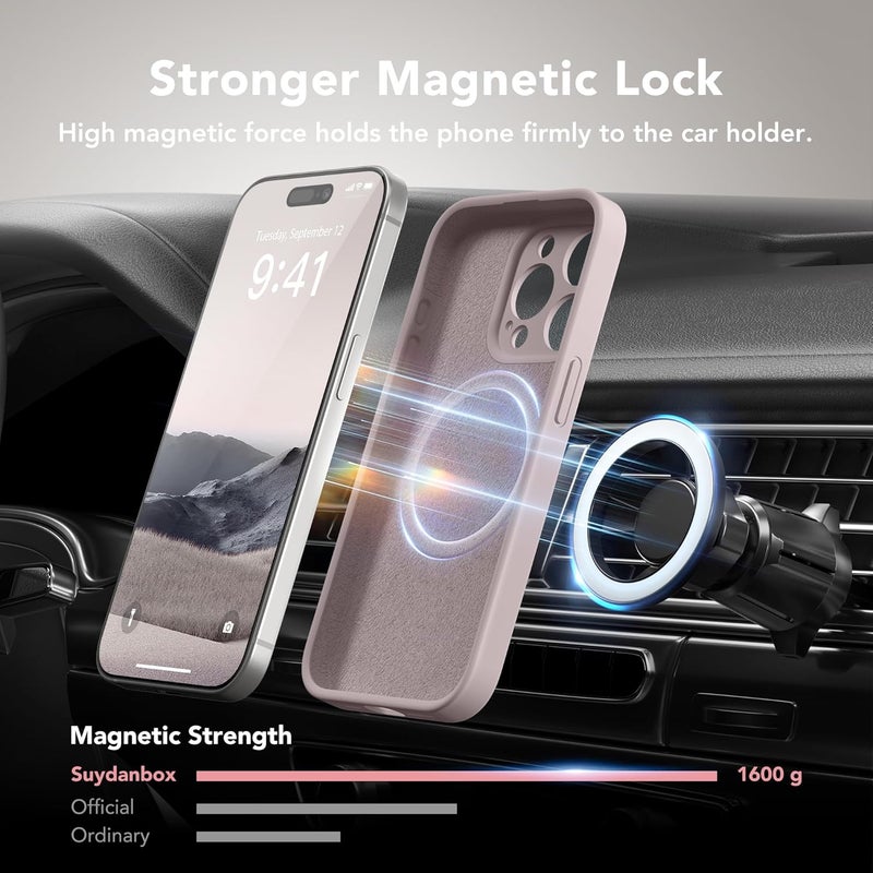 SUYDANBOX for Magnetic for iPhone 14 Pro Case, Compatible with MagSafe, [Full Camera Protection][Screen Protector] Silicone Shockproof Protective Phone Case for iPhone 14 Pro 6.1", Hazel - Image 3