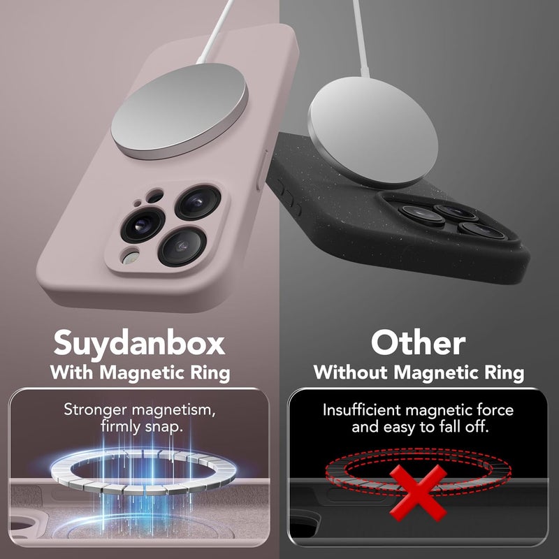 SUYDANBOX for Magnetic for iPhone 14 Pro Case, Compatible with MagSafe, [Full Camera Protection][Screen Protector] Silicone Shockproof Protective Phone Case for iPhone 14 Pro 6.1", Hazel - Image 4