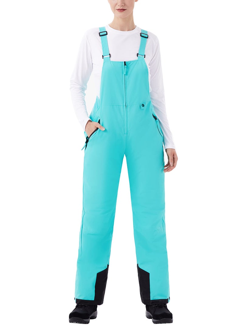 WULFUL Womens Insulated Snow Bibs Waterproof Winter Ski Pants Snowboarding Overalls Aqua - Image 1