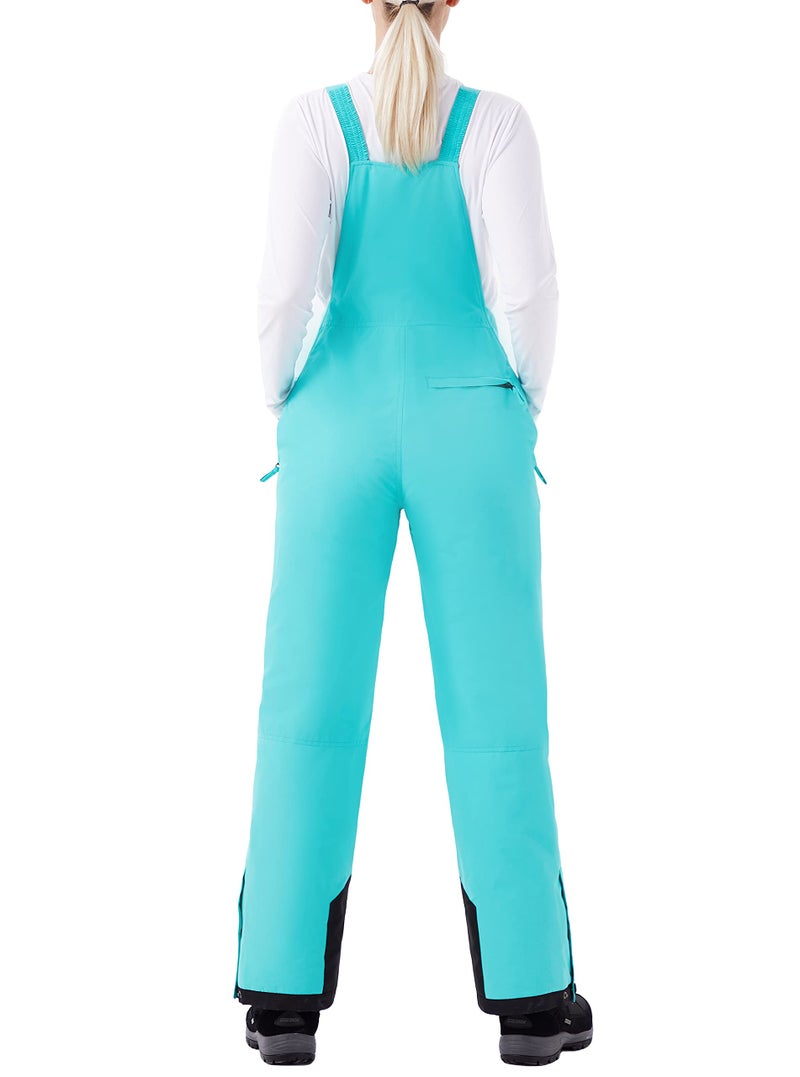 WULFUL Womens Insulated Snow Bibs Waterproof Winter Ski Pants Snowboarding Overalls Aqua - Image 2