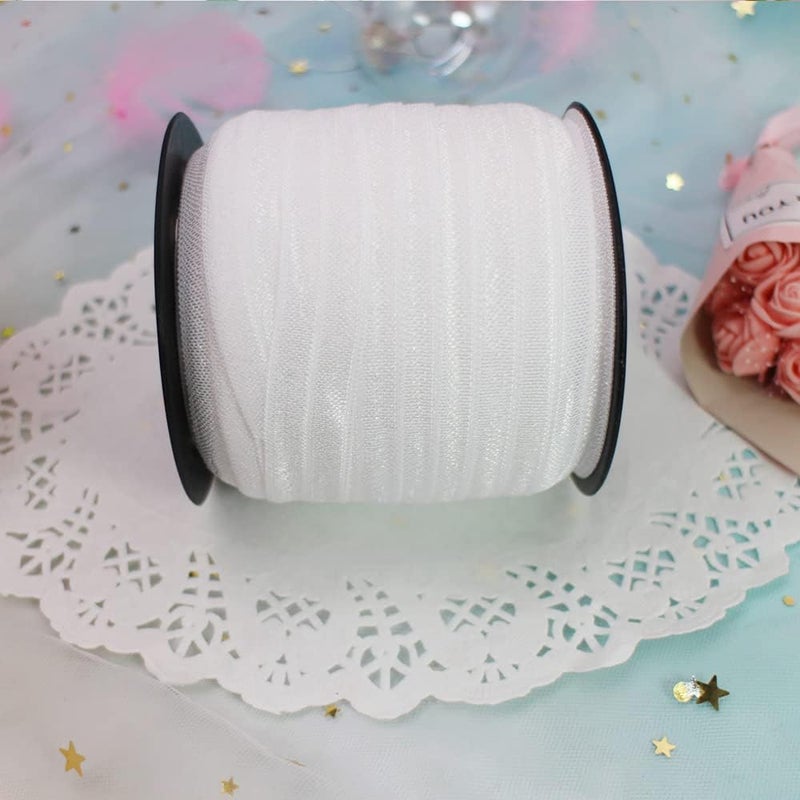 JESEP White Fold Over Elastic 5/8 Inch 15mm Wide Bands for Sewing 40 Yards - Headbands Ribbon Straps Trim for Baby Girls Hair Bow DIY Hair Ties - Image 4