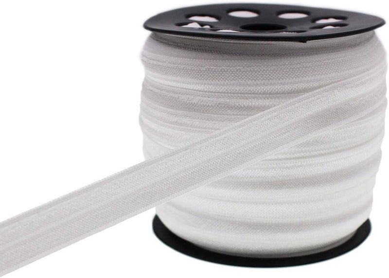 JESEP White Fold Over Elastic 5/8 Inch 15mm Wide Bands for Sewing 40 Yards - Headbands Ribbon Straps Trim for Baby Girls Hair Bow DIY Hair Ties - Image 2