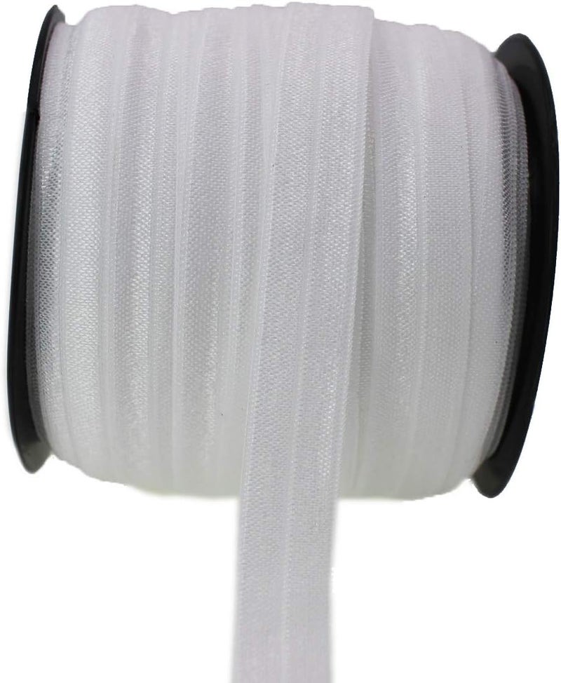 JESEP White Fold Over Elastic 5/8 Inch 15mm Wide Bands for Sewing 40 Yards - Headbands Ribbon Straps Trim for Baby Girls Hair Bow DIY Hair Ties - Image 1