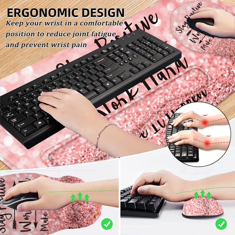 LATEEFAH Mouse Pad with Wrist Rest, Large Mouse Pad, Ergonomic Gaming Desk Pad Keyboard Wrist Rest Set, 4-in-1 Desk Mat Keyboard Mat for Home, Office - Image 3