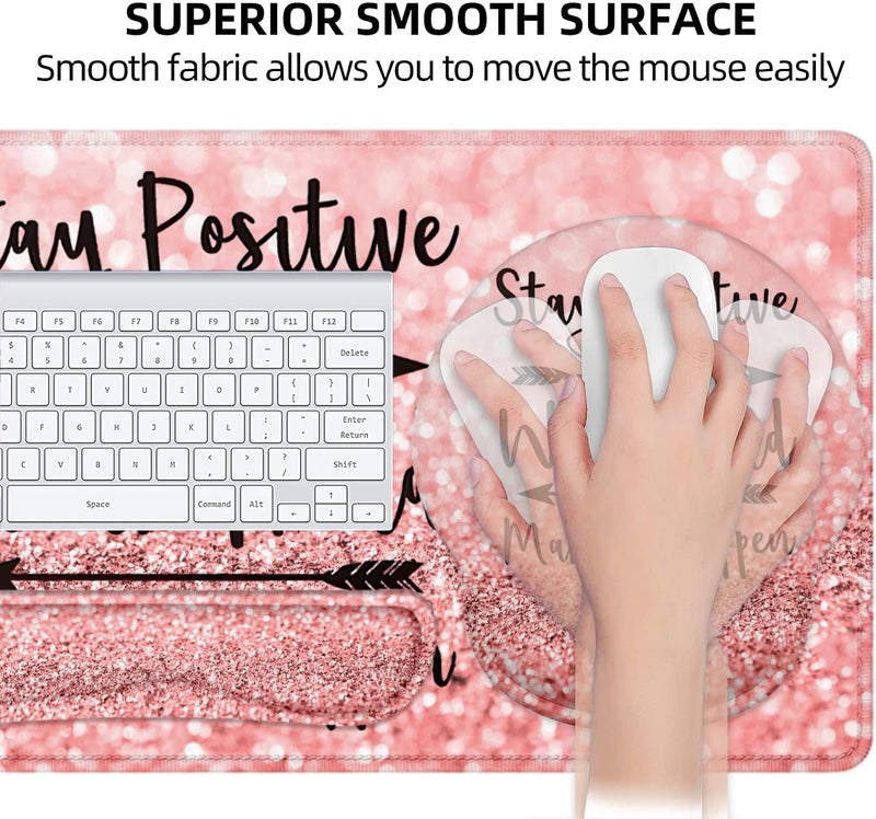 LATEEFAH Mouse Pad with Wrist Rest, Large Mouse Pad, Ergonomic Gaming Desk Pad Keyboard Wrist Rest Set, 4-in-1 Desk Mat Keyboard Mat for Home, Office - Image 4