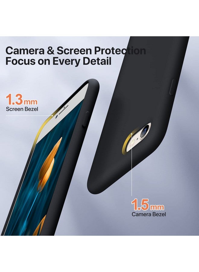 ميراكيس جراب Miracase Ultra Slim المصمم لهاتف iPhone SE 2022 (الجيل الثالث) / iPhone SE 2020 (الجيل الثاني) / iPhone 7 / iPhone 8 مع واقي شاشة، جراب هاتف سيليكون متعدد الألوان مقاوم للصدمات (أسود) - Image 3