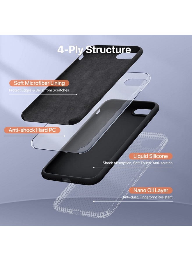 ميراكيس جراب Miracase Ultra Slim المصمم لهاتف iPhone SE 2022 (الجيل الثالث) / iPhone SE 2020 (الجيل الثاني) / iPhone 7 / iPhone 8 مع واقي شاشة، جراب هاتف سيليكون متعدد الألوان مقاوم للصدمات (أسود) - Image 4