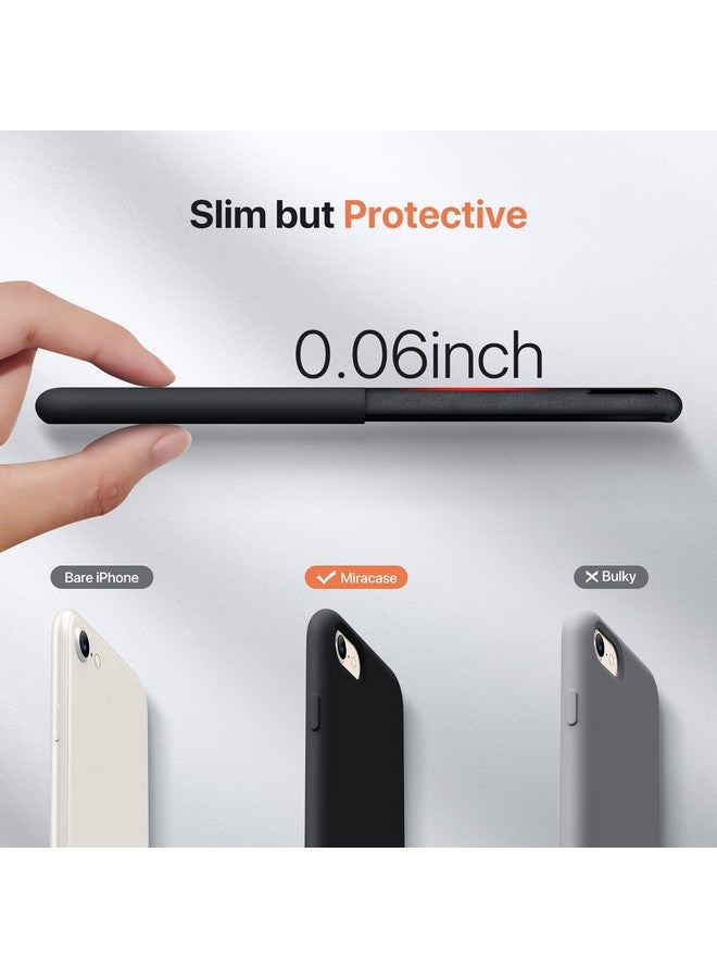 ميراكيس جراب Miracase Ultra Slim المصمم لهاتف iPhone SE 2022 (الجيل الثالث) / iPhone SE 2020 (الجيل الثاني) / iPhone 7 / iPhone 8 مع واقي شاشة، جراب هاتف سيليكون متعدد الألوان مقاوم للصدمات (أسود) - Image 2