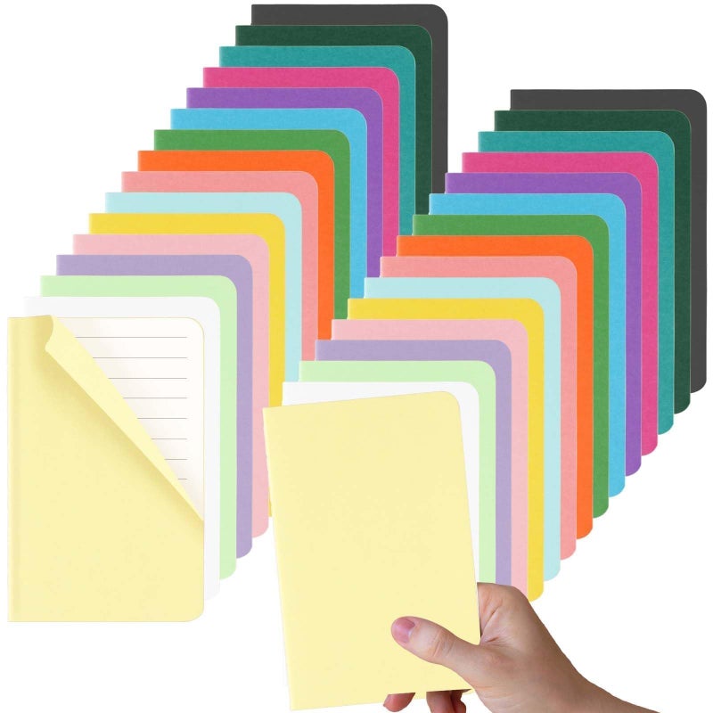 Oucaru 32PCS Mini Notebooks Bulk, 3.5" x 5.5", 16 Color, 60 Pages Lined Paper Small Pocket Notebook Set, Mini Journal Memo Notepads for Students, Traveler, School Office Supplies - Image 1