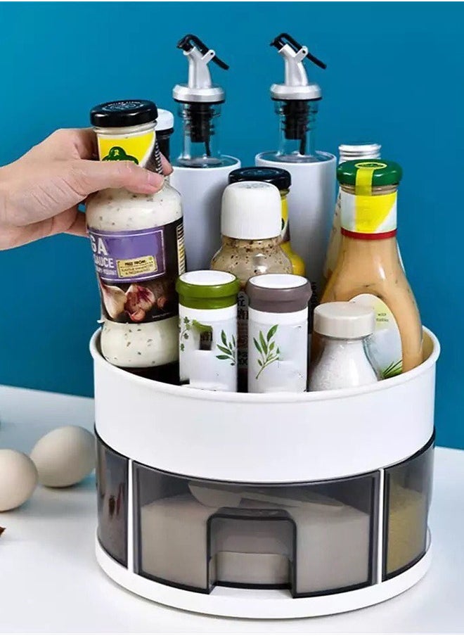 Cady One Revolving Spice Rack and Organizer with Plastic Spoons, 360 Degree Rotating Plastic Spice Storage Rack  - Image 1