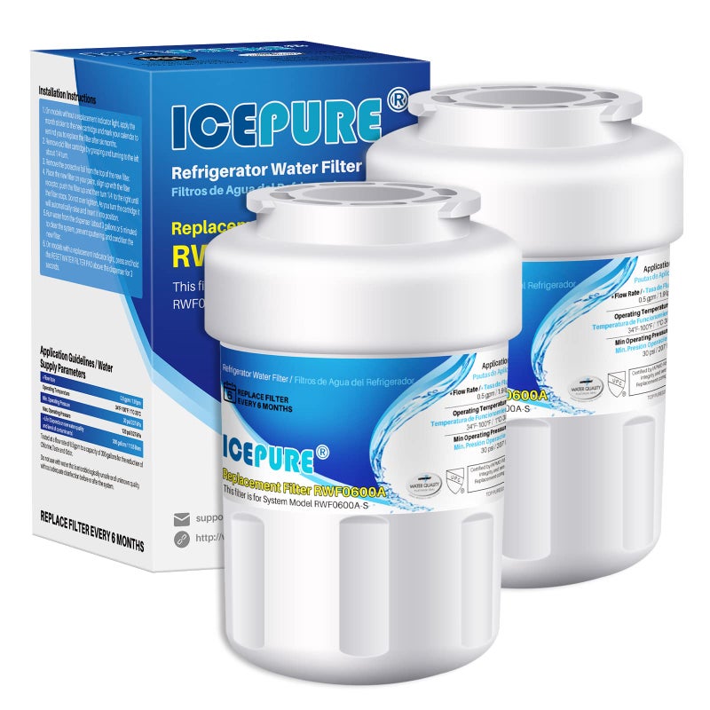 Icepure Rwf0600A بديل لـ Ge Mwfint 197D6321P006 Wfc1201 Gsh25Jsddss Pshs6Pgzbess Sgf-G9 Rwf1060 فلتر مياه الثلاجة 2 حزمة - Image 1