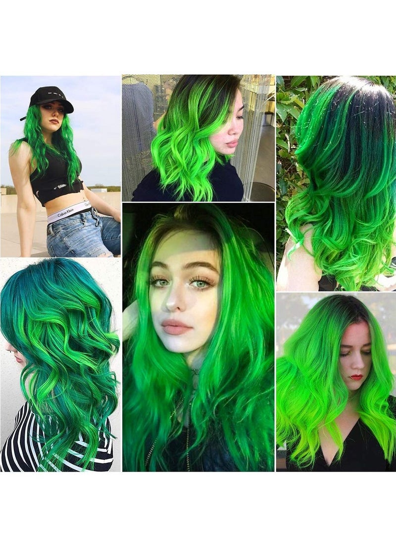 عربست وصلات شعر ملونة مقاس 22 بوصة قطعة شعر مستقيمة ، مشبك متعدد الألوان للحفلات في وصلات الشعر الاصطناعية (10 قطع خضراء) - Image 4