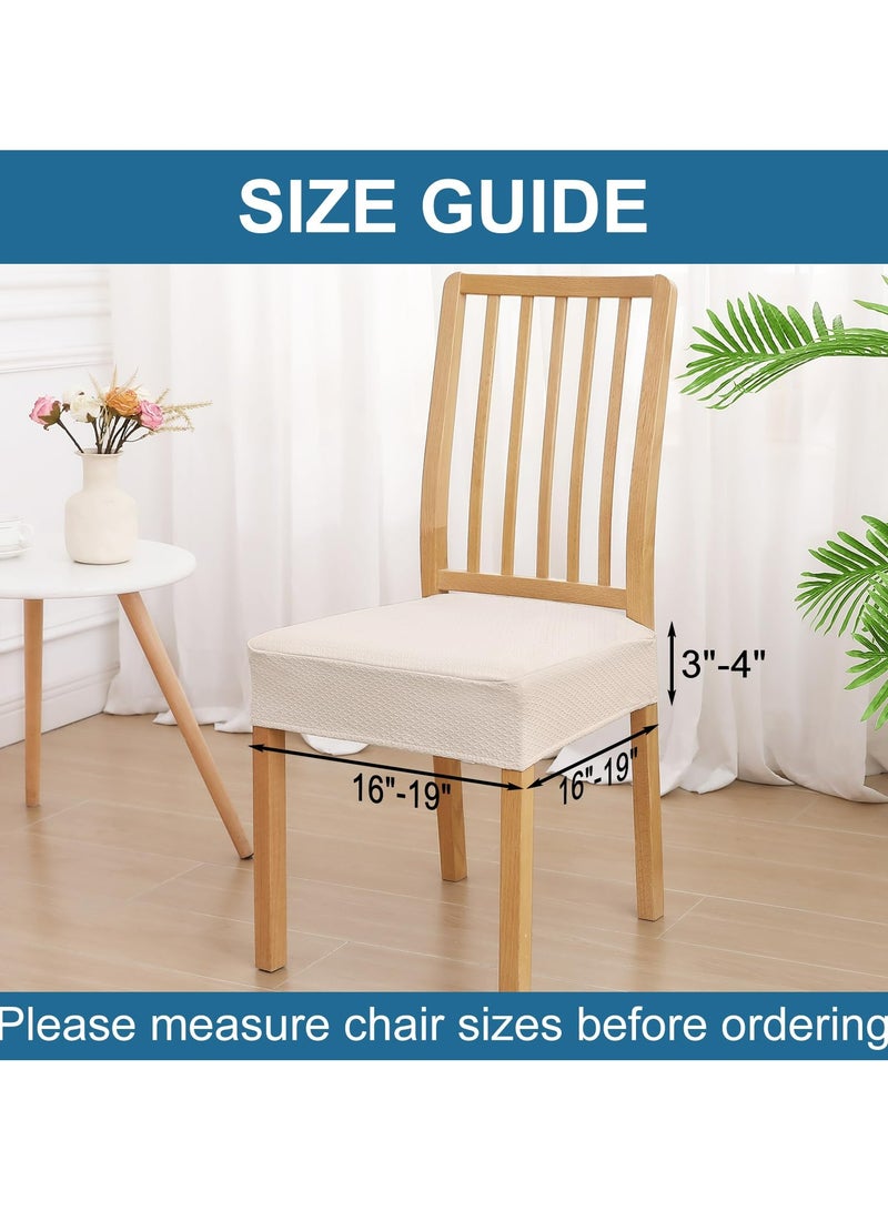 دوميني 6 قطع من أغطية مقاعد الكراسي المقاومة للماء لغرفة الطعام، مصنوعة من قماش الجاكار المرن، قابلة للإزالة والغسل، بدون أغطية خلفية، لون بيج - Image 2