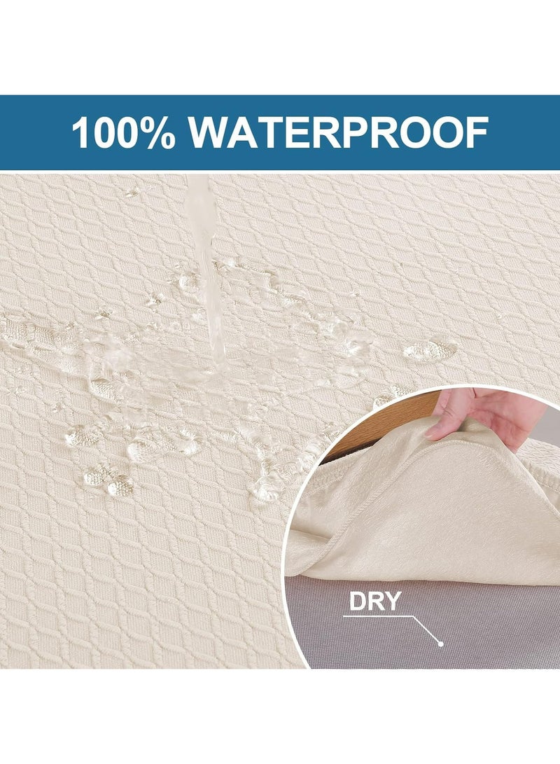 دوميني 6 قطع من أغطية مقاعد الكراسي المقاومة للماء لغرفة الطعام، مصنوعة من قماش الجاكار المرن، قابلة للإزالة والغسل، بدون أغطية خلفية، لون بيج - Image 3