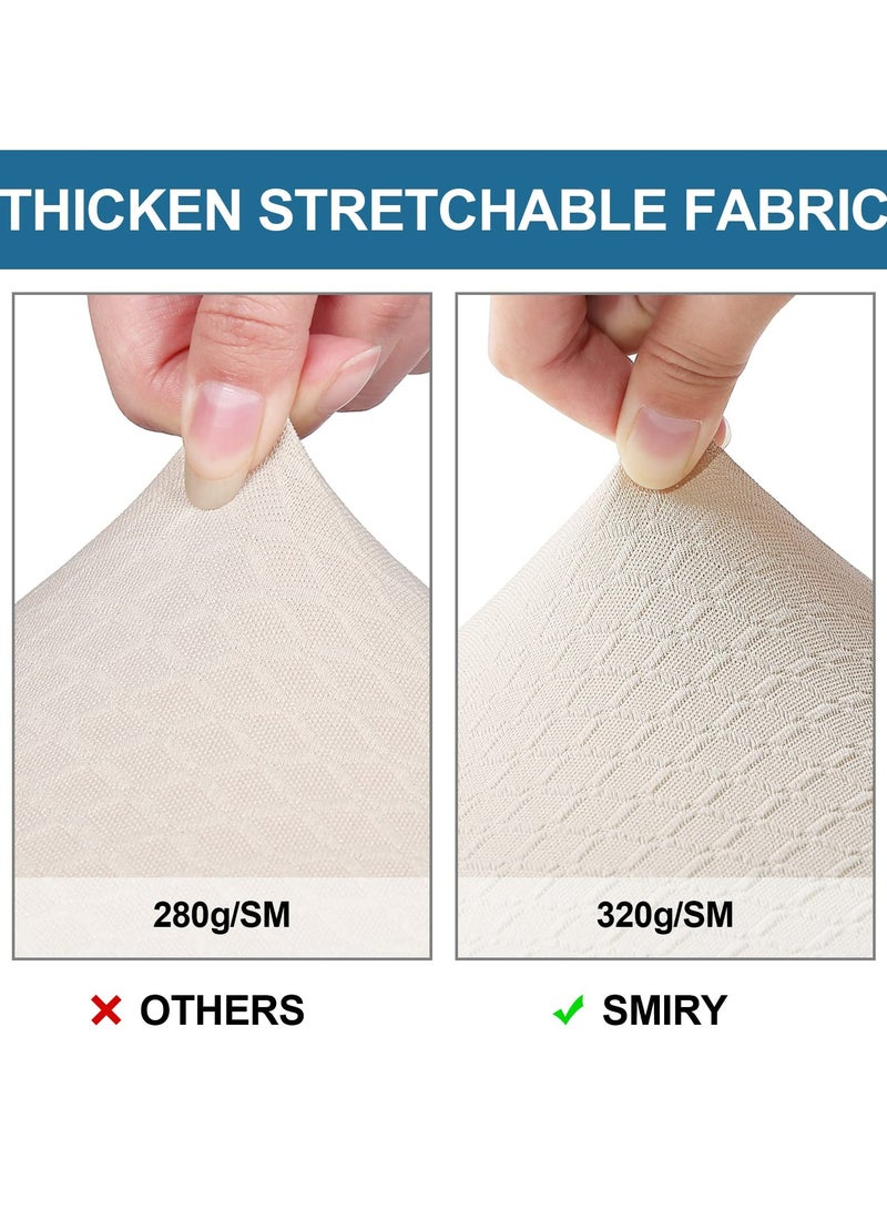 دوميني 6 قطع من أغطية مقاعد الكراسي المقاومة للماء لغرفة الطعام، مصنوعة من قماش الجاكار المرن، قابلة للإزالة والغسل، بدون أغطية خلفية، لون بيج - Image 4