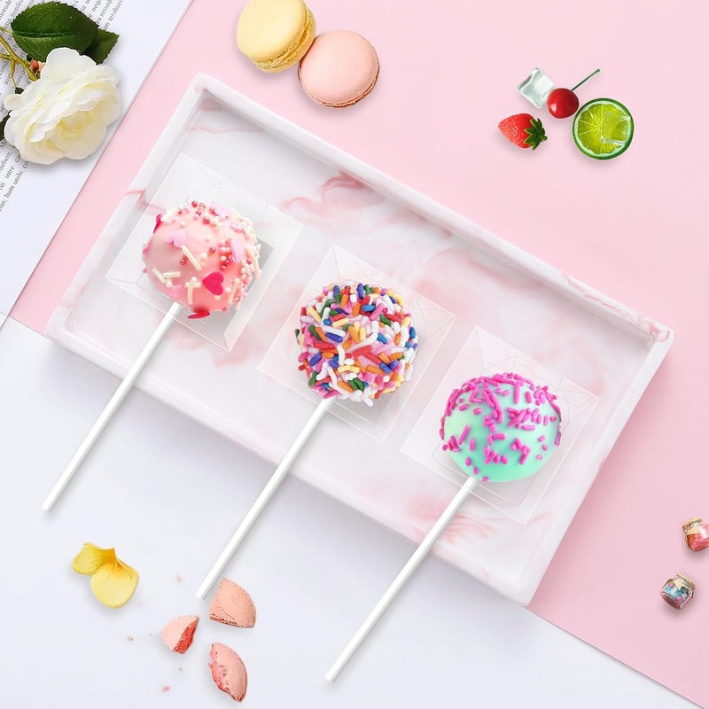 MGWOTH 50 Set Cake Pop Boxes with Paper Sticks Kit: Clear Gift Container with Holes for Candy, Macaron, Lollipop Packaging, Mini Plastic Cakepop Wrapping for Wedding Party Birthday Christmas - Image 4