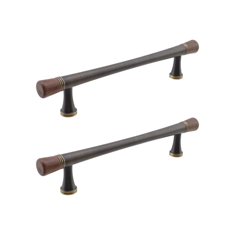 Risbay Brass and Wooden Kitchen Cabinet Pulls 5 Inch Dresser Drawer Handles Modern Furniture Hardware Pulls Walnut Cabinet Pull for Bathroom Bedroom Living Cabinets2 PcsCoffee Bronze - Image 2
