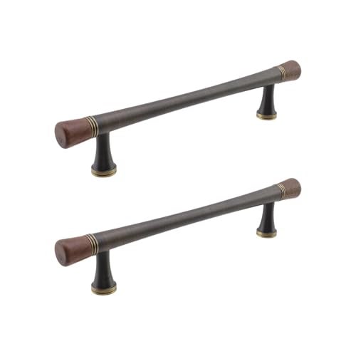 Risbay Brass and Wooden Kitchen Cabinet Pulls 5 Inch Dresser Drawer Handles Modern Furniture Hardware Pulls Walnut Cabinet Pull for Bathroom Bedroom Living Cabinets2 PcsCoffee Bronze - Image 1