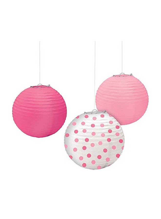 Amscan Baby Girl Printed Round Paper Lanterns 9.5in 3pcs, Baby Shower Party Decorations