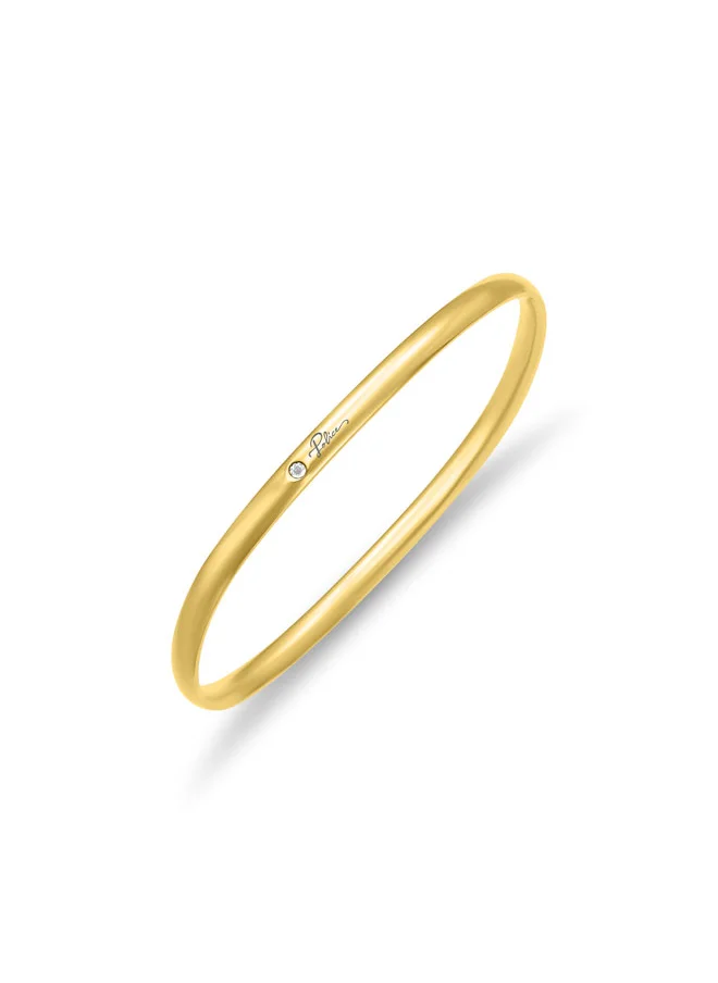 بوليس POLICE Lavaliere Gold-Plated Bangle - Squared Design with Central Crystal & Iconic POLICE Signature