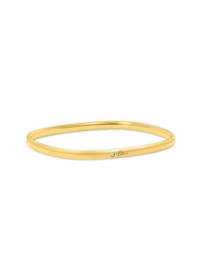 POLICE Lavaliere Gold-Plated Squared Bangle with Central Crystal Bracelet For Women