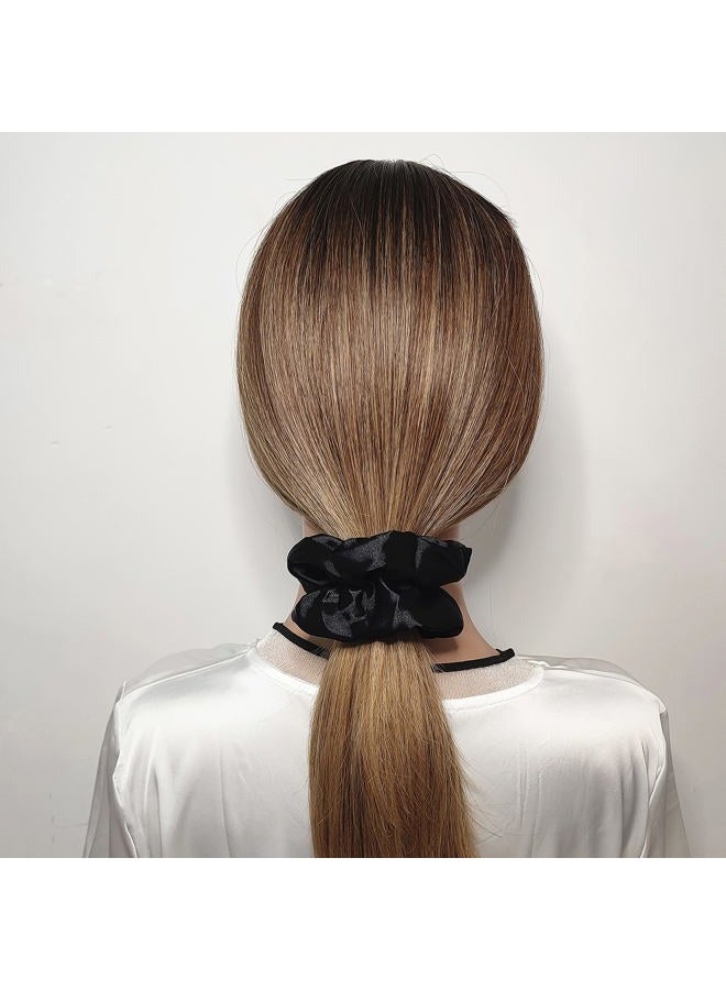 Sufermoe 6 Pcs Silk Scrunchies, Soft Hair Ties, Fashion Hair Bands, Bow Ropes, Elastic Ponytail Holders, Hair Accessories for Women and Girls (4.3 inch, Black) - Image 2