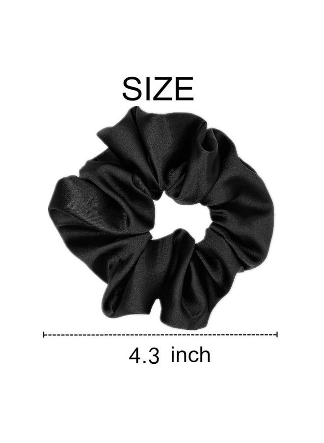 Sufermoe 6 Pcs Silk Scrunchies, Soft Hair Ties, Fashion Hair Bands, Bow Ropes, Elastic Ponytail Holders, Hair Accessories for Women and Girls (4.3 inch, Black) - Image 3