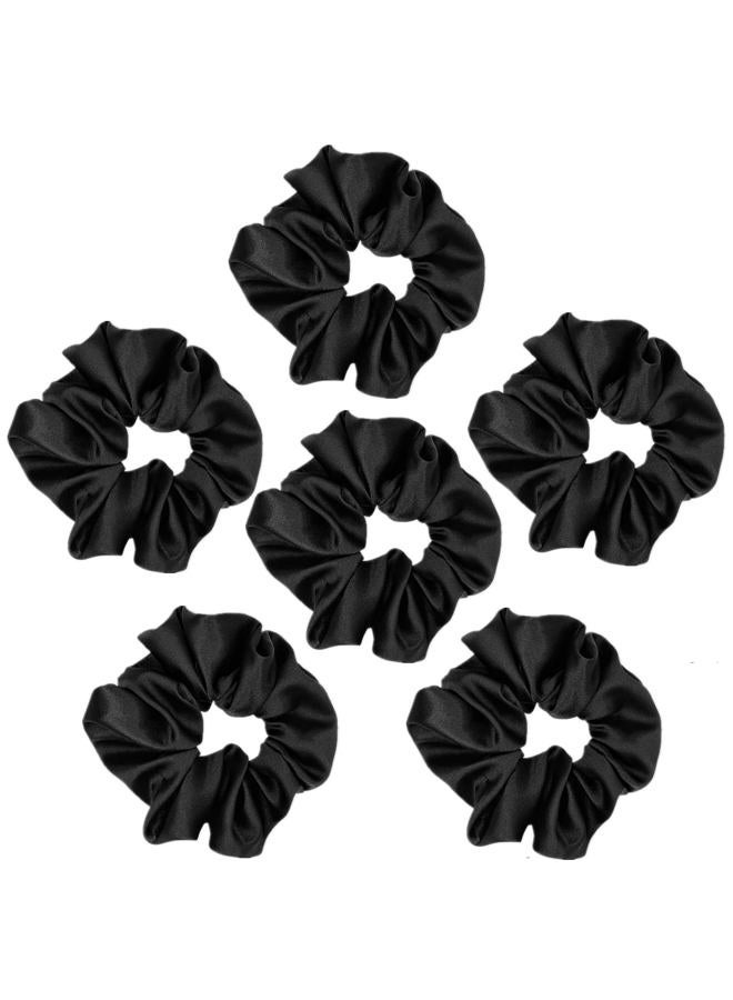 Sufermoe 6 Pcs Silk Scrunchies, Soft Hair Ties, Fashion Hair Bands, Bow Ropes, Elastic Ponytail Holders, Hair Accessories for Women and Girls (4.3 inch, Black) - Image 4