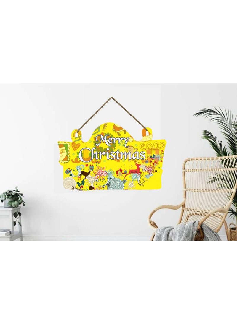Webelkart Webelkart® Premium Merry Christmas Printed Wall Hanging/Front Door Hanging for Home and Christmas Decorations Items (10 x 8 Inches)  - Image 3