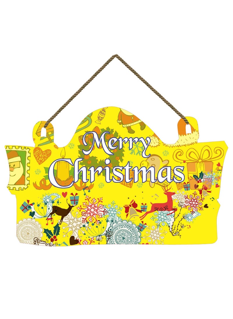 Webelkart Webelkart® Premium Merry Christmas Printed Wall Hanging/Front Door Hanging for Home and Christmas Decorations Items (10 x 8 Inches)  - Image 1