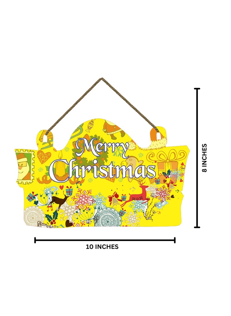 Webelkart Webelkart® Premium Merry Christmas Printed Wall Hanging/Front Door Hanging for Home and Christmas Decorations Items (10 x 8 Inches)  - Image 2