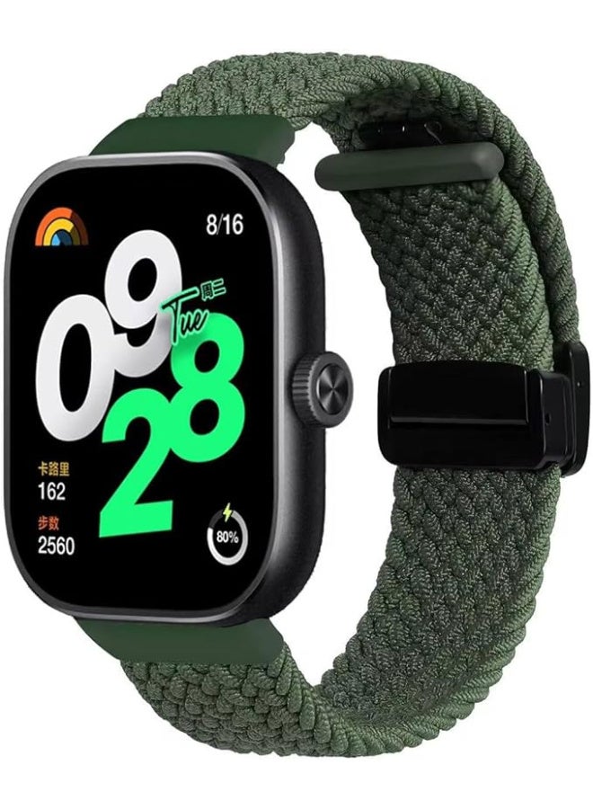 Braided band for Redmi Watch 4/Redmi Watch 5 / Redmi 6/ Xiaomi Smart Band 8 Pro/Xiaomi Smart Band 9 Pro Metal Buckle Wristbands Waterproof Sports Replacement Strap (Magnetic Green) - Image 1