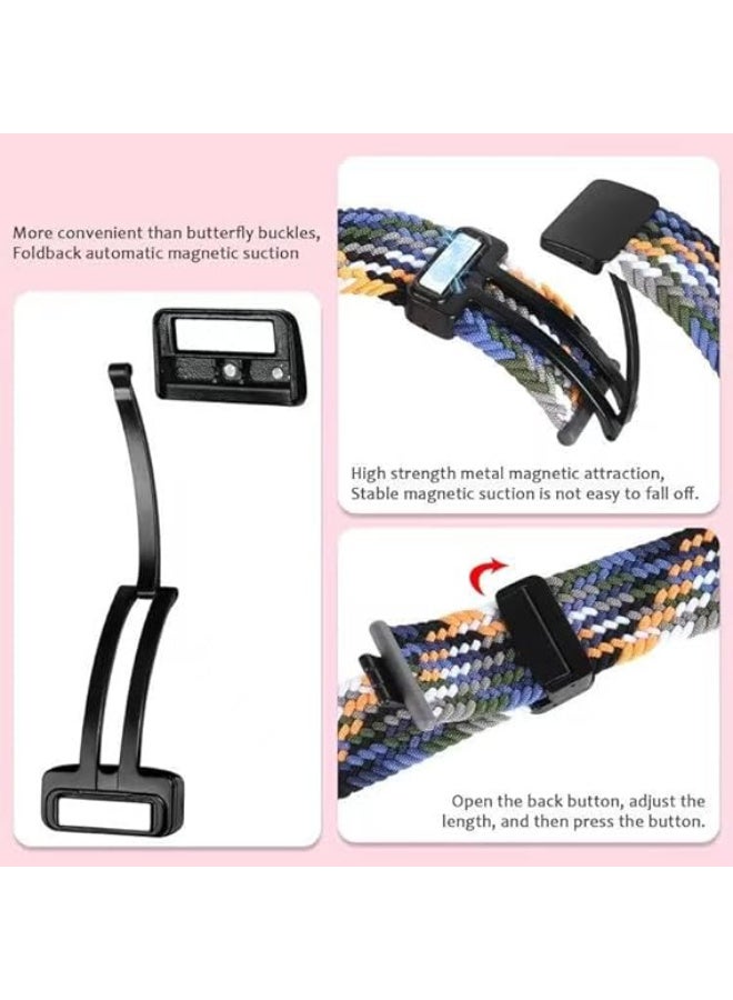 Braided band for Redmi Watch 4/Redmi Watch 5 / Redmi 6/ Xiaomi Smart Band 8 Pro/Xiaomi Smart Band 9 Pro Metal Buckle Wristbands Waterproof Sports Replacement Strap (Magnetic Green) - Image 3