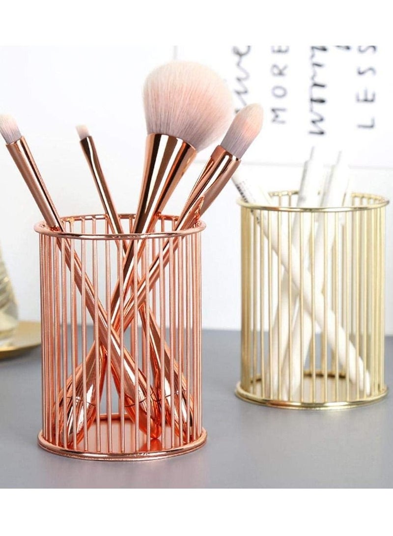 Y&D Pencil Pot Holder Metal Volwco Nordic Style Rose Gold Iron Wire Pen Makeup Brushes Storage Basket Stationery Organizer Container For Home School Office Desk Supplies  - Image 3